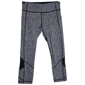Lululemon Pace Rival Crop Scatter Star Gray Black White Leggings Size 6